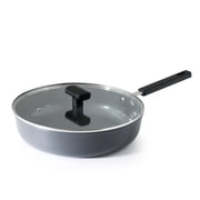 SENSARTE 5QT Ceramic Saute Pan with Lid, 12 Inch Gray Nonstick Deep Frying Pan with Anti-Scald Handle, Dishwasher Safe, Induction Compatible