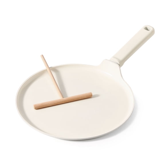 SENSARTE Ceramic Nonstick 11'' Crepe Pan with Spreader, Dosa Pan Pancake Pan, Induction Compatible, White
