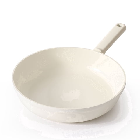SENSARTE Nonstick Ceramic Frying Pan Skillet, Induction Omelette Pan Egg Pan, Healthy Cookware Chef's Pan with Heat-Resistant Handle, Dishwasher Safe, White, 10"