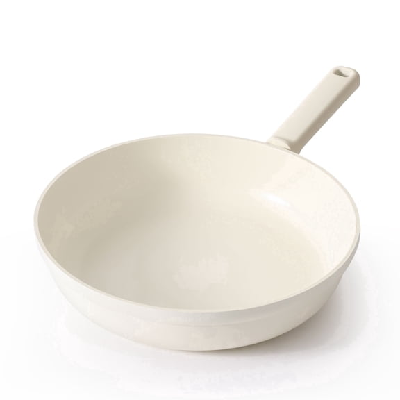 SENSARTE Nonstick Ceramic Frying Pan Skillet, Induction Omelette Pan Egg Pan, Healthy Cookware Chef's Pan with Heat-Resistant Handle, Dishwasher Safe, White, 12"