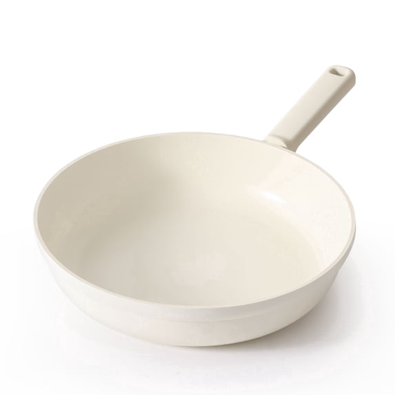 SENSARTE 12 Inch Ceramic Frying Pan Skillet, White Nonstick Omelet Pan, Healthy Chef's Pan, Kitchen Egg Pan with Anti-Scald Handle, Dishwasher Safe, Induction Compatible