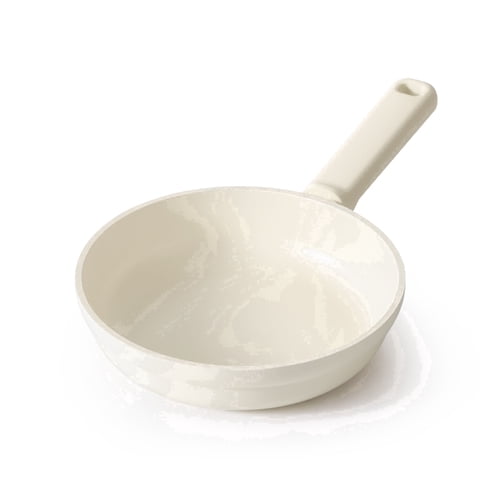 SENSARTE Nonstick Ceramic Frying Pan Skillet, Induction Omelette Pan Egg Pan, Healthy Cookware Chef's Pan with Heat-Resistant Handle, Dishwasher Safe, White, 8"