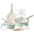thumbnail image 1 of SENSARTE 10-Piece Ceramic Pots and Pans Set, Green Induction Nonstick Cookware Set, Healthy Kitchen Cooking Sets with Stay-Cool Handles, Dishwasher Safe, Stackable, 1 of 7