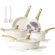 SENSARTE Nonstick Ceramic Cookware Set 13Pcs, Non Stick Pots and Pans Set, Healthy Kitchen Cooking Set with Pots Protectors, Induction Compatible, White