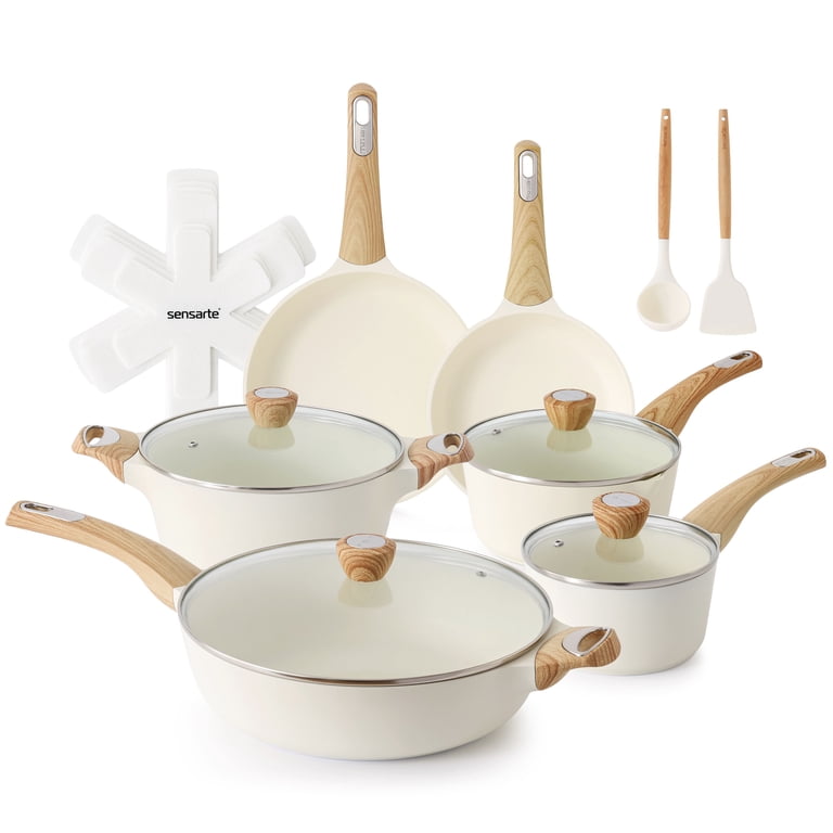SENSARTE Ceramic Nonstick Pots and Pans Set, 19Pcs Healthy Non