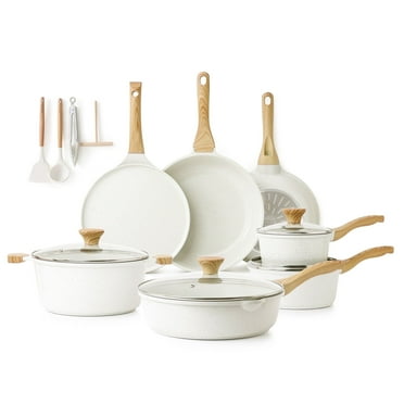 SENSARTE Ceramic Nonstick Pots and Pans Set, 23Pcs Healthy Non Stick Cookware Set with Pots Protectors, Induction Kitchen Pan Sets White