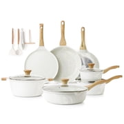 SENSARTE Ceramic Nonstick Pots and Pans Set, 23Pcs Healthy Non Stick Cookware Set with Pots Protectors, Induction Kitchen Pan Sets White