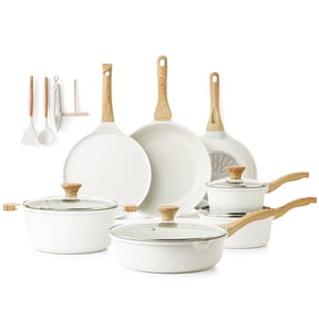 SENSARTE Ceramic Nonstick Pots and Pans Set, 23Pcs Healthy Non Stick Cookware Set with Pots Protectors, Induction Kitchen Pan Sets White