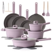 SENSARTE 24-Piece Nonstick Pots and Pans Set, Nonstick Cookware Set, Healthy Kitchen Cooking Set with Stay-Cool Handles, Induction Cookware with Lid, Dishwasher Safe, Purple