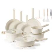 SENSARTE Ceramic Pots and Pans Set 24-Piece, Nonstick Cookware Set with Stay-Cool Handles, Induction Compatible, Dishwasher Safe, Stackable, White
