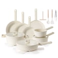 thumbnail image 1 of SENSARTE 24-Piece Ceramic Pots and Pans Set, White Induction Nonstick Cookware Set, Healthy Kitchen Cooking Sets with Stay-Cool Handles, Dishwasher Safe, Stackable, 1 of 8