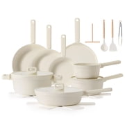 SENSARTE Nonstick Ceramic Cookware Sets 24-Pcs, Non stick Pots and Pans Set, Healthy Kitchen Cooking Sets with Stay-Cool Handles, Induction compatible, Dishwasher Safe, White