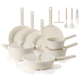 thumbnail image 1 of SENSARTE 24-Piece Ceramic Pots and Pans Set, Cream White Induction Nonstick Cookware Set, Healthy Kitchen Cooking Sets with Stay-Cool Handles, Dishwasher Safe, Stackable, 1 of 8
