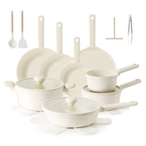 SENSARTE Ceramic Nonstick Pots and Pans Set, 24Pcs Healthy Non Stick Cookware Set with Pots Protectors, Induction Kitchen Cookware Sets Cream White