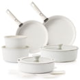 thumbnail image 1 of SENSARTE Nonstick Cookware Sets with Detachable Handles, 17Pcs Pots and Pans Set, Induction Kitchen Cookware Sets Stackable, White, 1 of 12