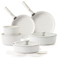 thumbnail image 1 of SENSARTE 17-Piece Nonstick Cookware Set with Detachable Handle, White Healthy Pots and Pans Set,Induction Compatible, Dishwasher/Oven Safe, Healthy Cooking Set for RV & Camping, 1 of 12