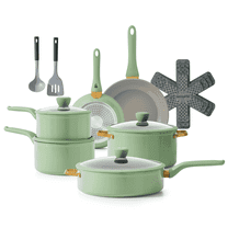 SENSARTE Nonstick Pots and Pans Set, 18Pcs Non Stick Cookware Sets, Induction Kitchen Cookware Sets Green