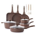 thumbnail image 1 of SENSARTE Nonstick Pots and Pans Set, 21 Pieces Non Stick Granite Cookware Set Brown, Induction Kitchen Cookware Sets Toffee Brown, 1 of 10