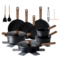 SENSARTE Nonstick Pots and Pans Set, 24Pcs Healthy Non Stick Cookware Set with Pots Protectors, Induction Kitchen Cookware Sets Matte Black