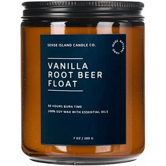 SENSE ISLAND Root Beer Vanilla Scented Candle for Home Highly Scented Vanilla Float Candles Natural Soy Candle Gift