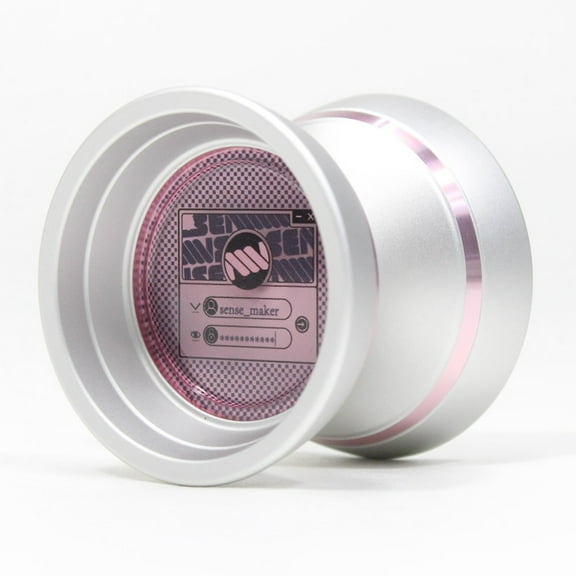 SENSE YOYO Login Yo-Yo - Aluminum YoYo with PC Caps (Matte Silver w/Pink Polished Decorative Rim + Pink Cap)