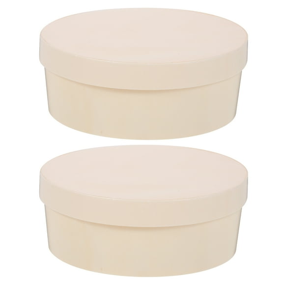 SENSETH 2 Unfinished Round Wooden Boxes w/ Lid for DIY Crafts 14.5CM