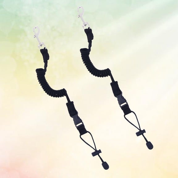 SENSETH 2pcs Elastic Paddle Leash Fishing Rod Safety Cord Tether Hook for Kayak Canoe Boat Extended to 155CM (Black)