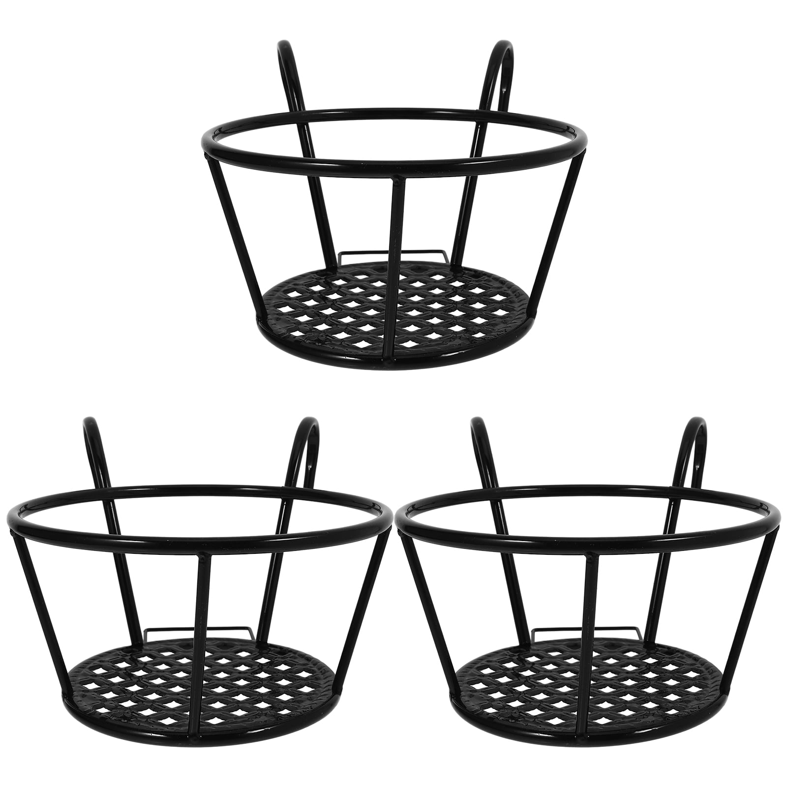 SENSETH 3pcs Metal Hanging Flower Pot Planter Pot Wall Planter Flower Bucket Holder Vintage Rustic Wall Hanging Ornaments Black