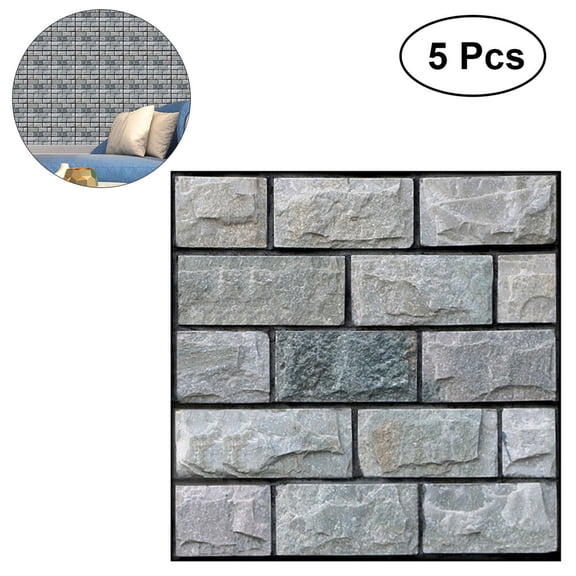 SENSETH 5 Pcs 3D Self-adhesive Brick Pattern Wallpaper Modern Wall Background TV Decor Wallpaper for Bedroom Living Room 30x30cm(Pattern 501)