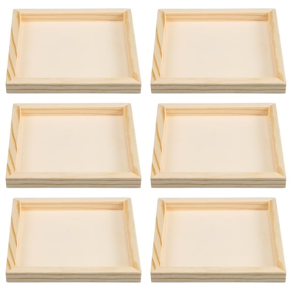 SENSETH 6 Pcs Unfinished Wood Serving Trays DIY Wooden Trays Blank Wood Boards for Crafts Projects Painting Arts Supplies