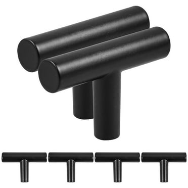 SENSETH 6Pcs Matte Cabinet Knobs Single Hole T Knobs Pull Handle Black Knobs for Cabinets and Drawer