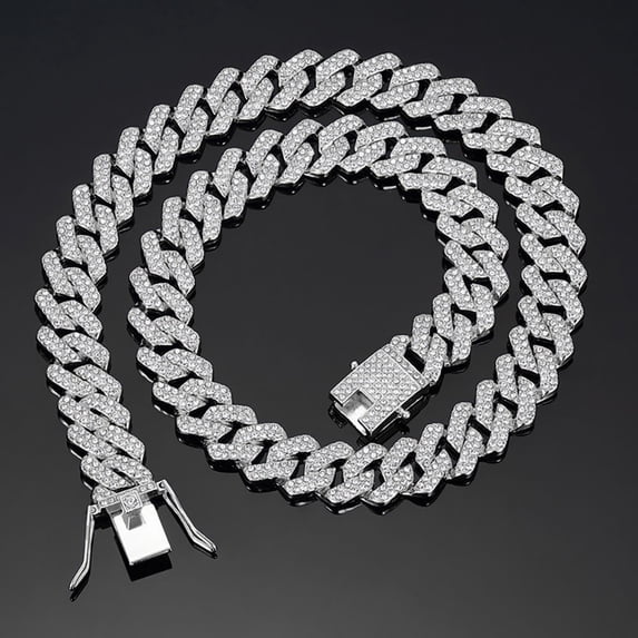 Gold Rong's 【SENSHEN】Iced Out Cuban Link Chain for Men, Full Paved Cubic Zirconia ...