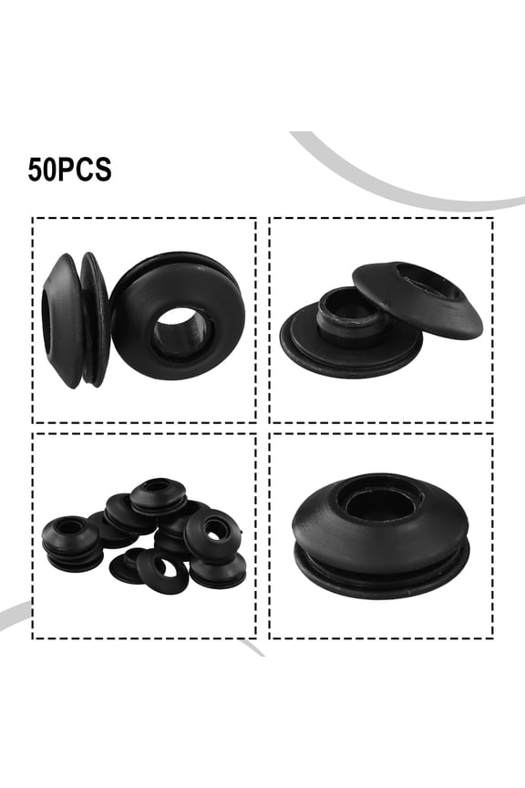 10/50 PCS Plastic Eyelets Set Round Eyelets Tarpaulin Eyelets Solar Cover Pool Tarpaulin Buckle Plastic Button Fabric Punching Black 50Pcs