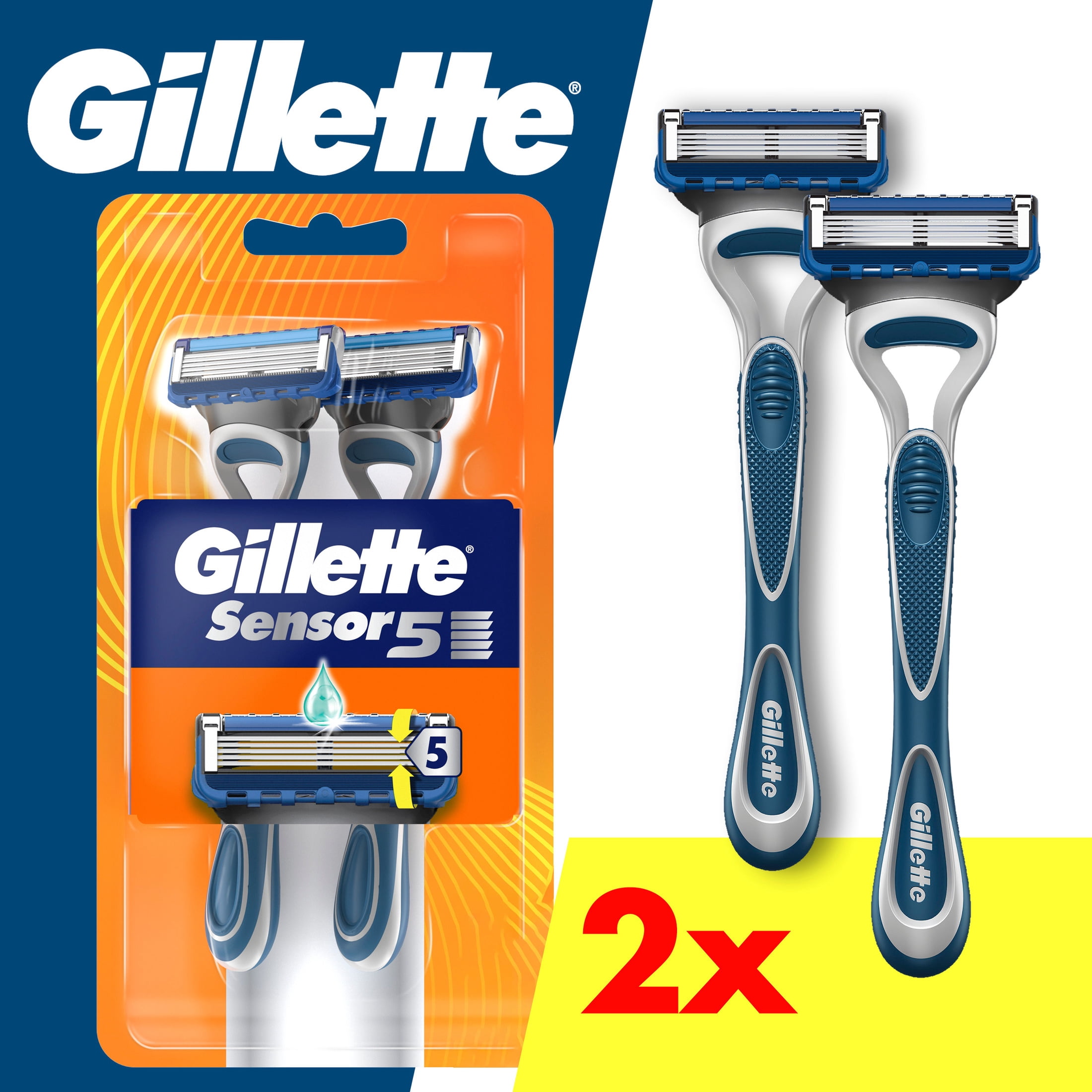 Gillette Sensor5 Men's Disposable Razors, 2 Count - Walmart.com