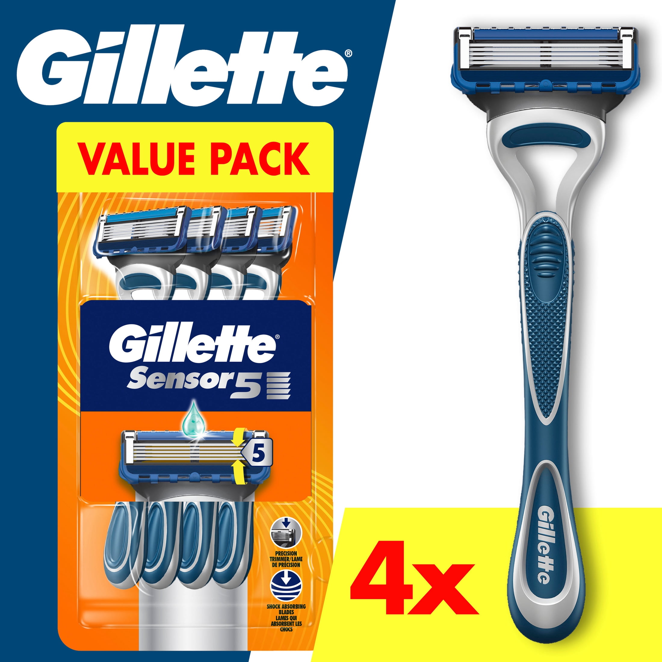 Gillette Sensor5 Men's Disposable Razors, 4 Count - Walmart.com
