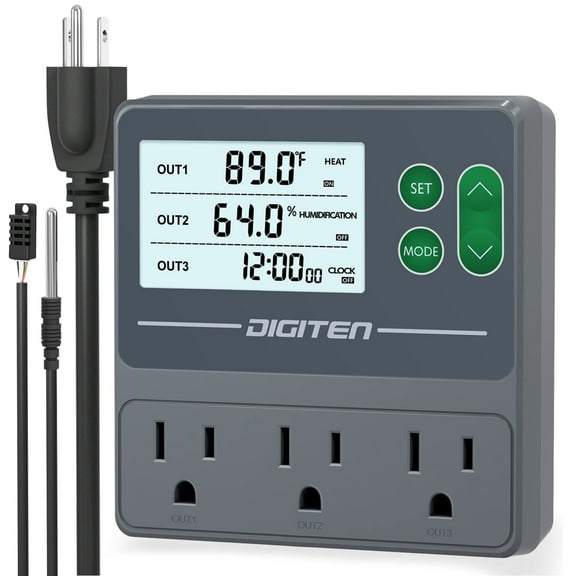 SENSTREE 10A Dual Probe Temperature & Humidity Controller, Independent Sensors for Precise Temperature and Humidity Control, Compatible with Humidifiers, Dehumidifiers, Heating & Cooling Systems