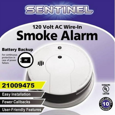 National Brand Alternative 129417 Smoke Alarm 120V W-9V Back-Up Sentinel