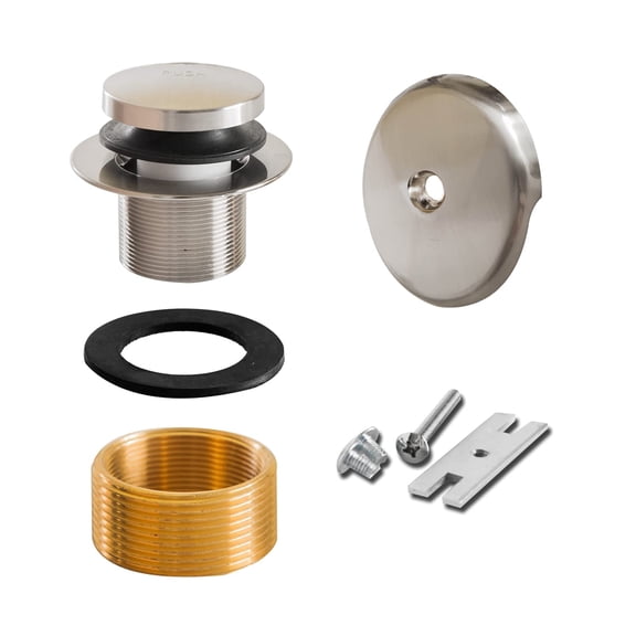 SENTO Nickel Tip-Toe BathTub Drain Trim Set Assembly Stopper Kit, Fit both 1-1/2 Inch or 1-5/8 Inch Strainer and Stopper, Heavy Duty Metal with Matching Screws, Easy Installation, Satin Nickel
