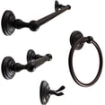 thumbnail image 1 of SENTO ROBIKI Modern Bathroom Accessories Set, Heavy Duty Metal Bath Hardware Set Wall Mounted, Includes Robe Hook, Standard Toilet Paper Holder, Towel Ring, 24” Towel Bar (4-Piece, Oil-Rubbed Bronze), 1 of 8