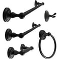 thumbnail image 1 of SENTO ROBIKI Oil Bronze Bathroom Hardware Accessories Set, Includes Robe Hook, Toilet Paper Holder, Towel Ring, 18"& 24"Towel Bar, Duty Metal Bath Hardware Set Wall Mounted(5-Piece), 1 of 8