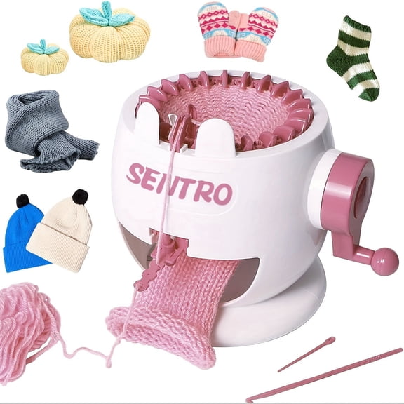 SENTRO 22 Needle Smart Rotating Double Circular Knitting Loom Machine Kit, Hand DIY Knitting Tool for Scarf Hat Sweater Sock Making, for Knitting Hobbyists