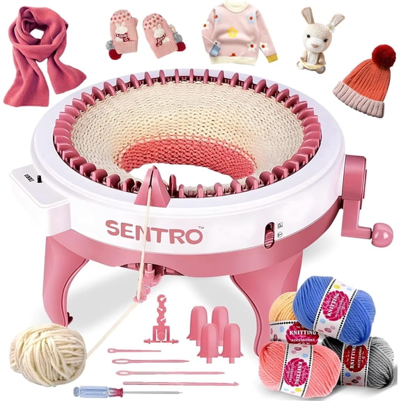 SENTRO 48 Needle Knitting Machine Built-in Row Counter, Rotating Diy Craft Kit, Handmade Supplies to Create Hats Scarves Sweaters for Kids & Adult Hobbyists