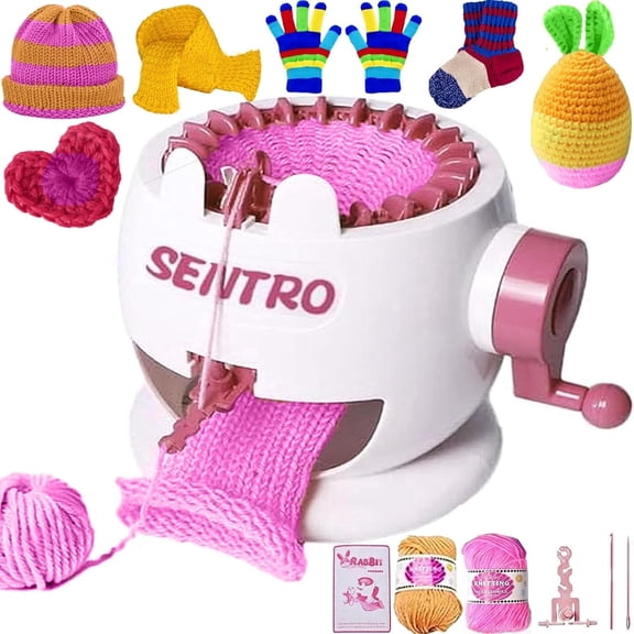SENTRO Circular Knitting Machine 22 Needle, Beginner Crochet Craft Set for Kids Handmade Wool Crafts Socks Hats Pumpkin