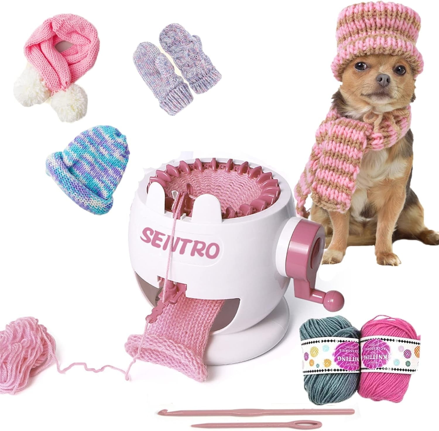 SENTRO Knitting Machine, 22 Needles Knitting Crochet Machines Kit for ...