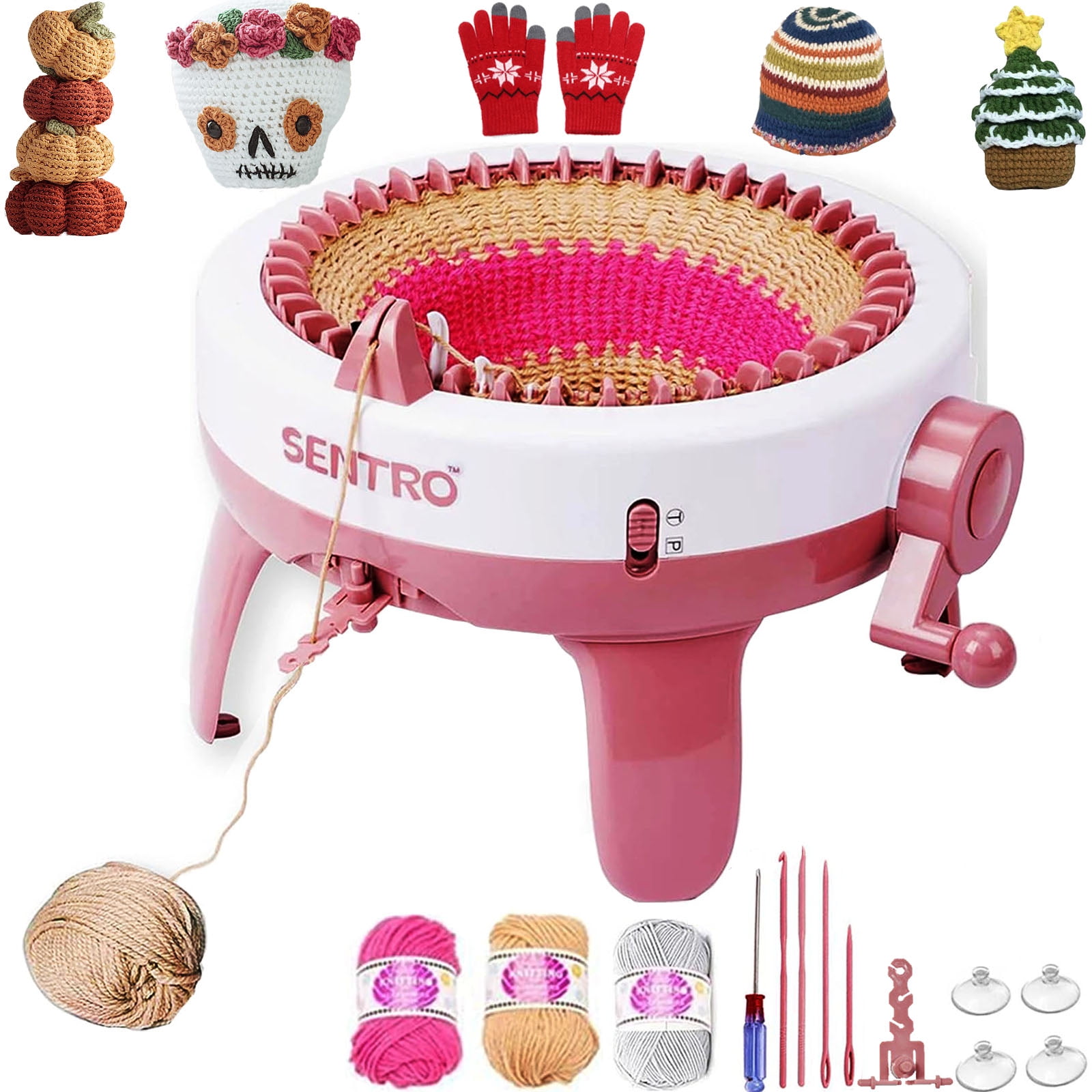 SENTRO Knitting Machine, 40 Needles Smart Weaving Loom Knitting Round Loom, Knitting Board Rotating Double Knit Loom Machine, DIY Knitting Loom Machines Weaving Loom Kit for Adults and Kids