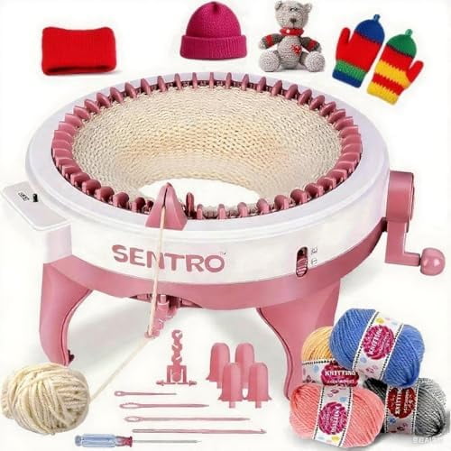 SENTRO Knitting Machine, 48 ,DIY Needles Knitting Machine, Smart Knitting Loom Machine with Row Counter for Adults Beginners, Circular Double Knit Loom Crochet Knitting Machine Kit for Hat Socks