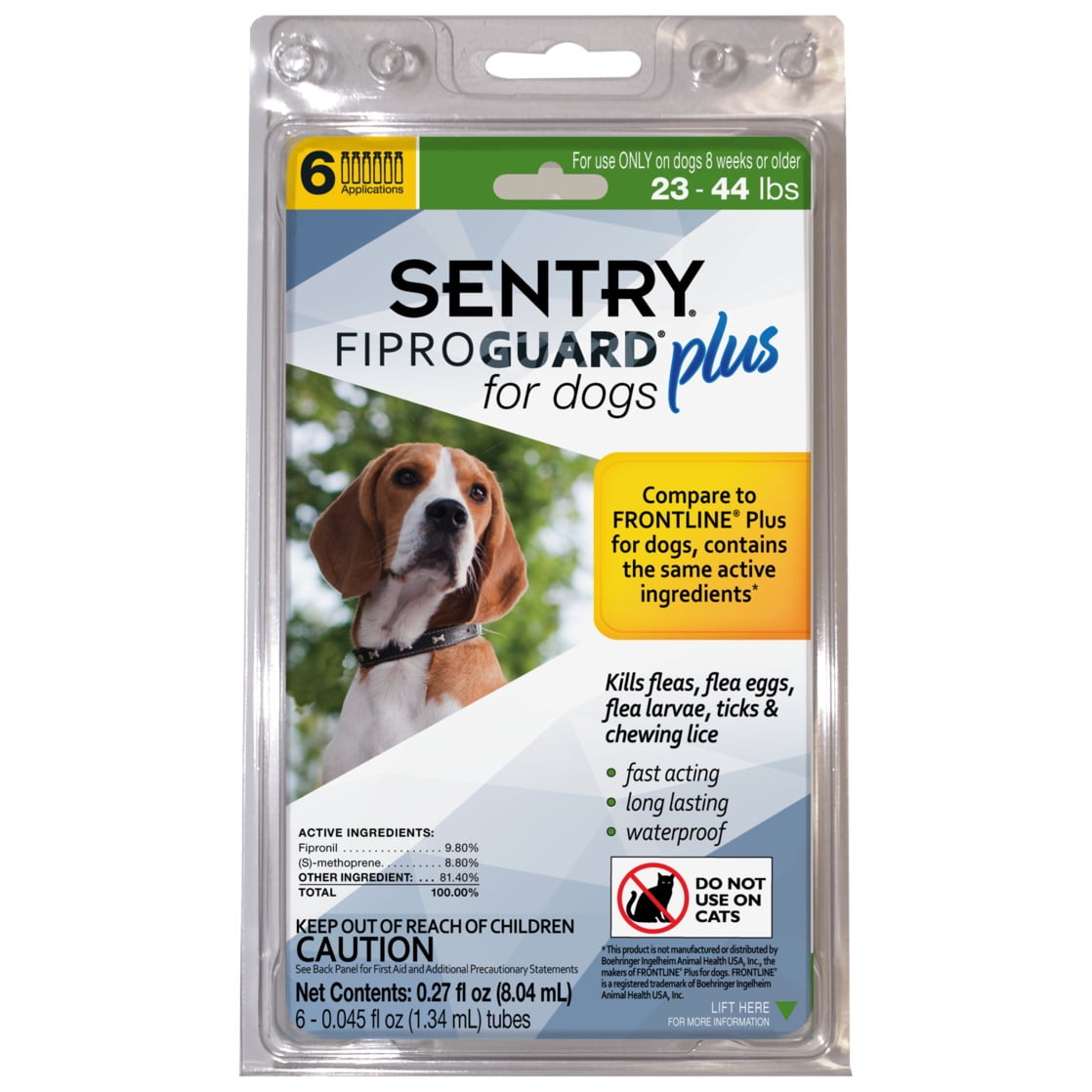 SENTRY FiproGuard Plus Flea and Tick Topical Treatment for Dogs 23-44 lbs, 6 Count