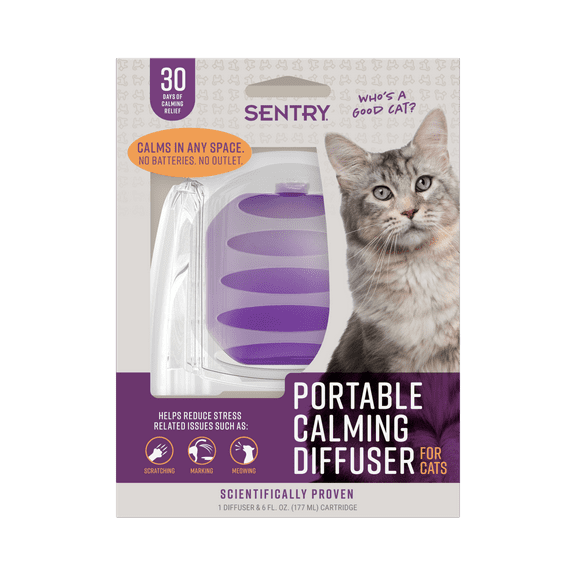 SENTRY Portable Calming Pheromone Diffuser Pack for Cats, Helps Reduce Anxiety, Base with 6 oz Pod