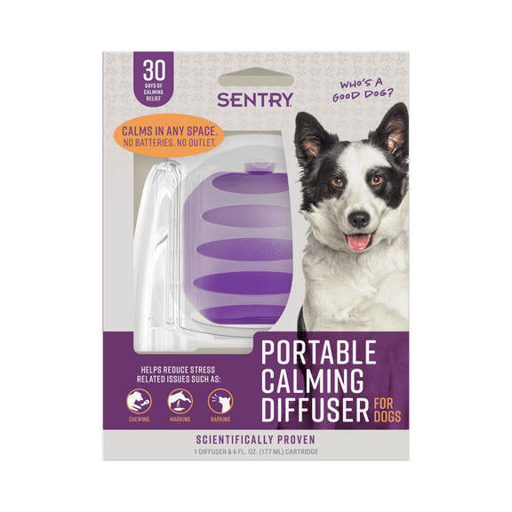 SENTRY Portable Calming Pheromone Diffuser Pack for Dogs, Helps Reduce Stress, Base with 6 oz Pod