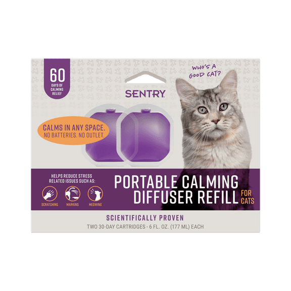 SENTRY Portable Calming Pheromone Diffuser Refill Pods for Cats, Helps Reduce Anxiety, 2 Count
